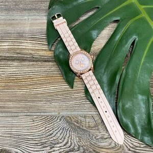 Blush pink silicone and rose gold movt watch